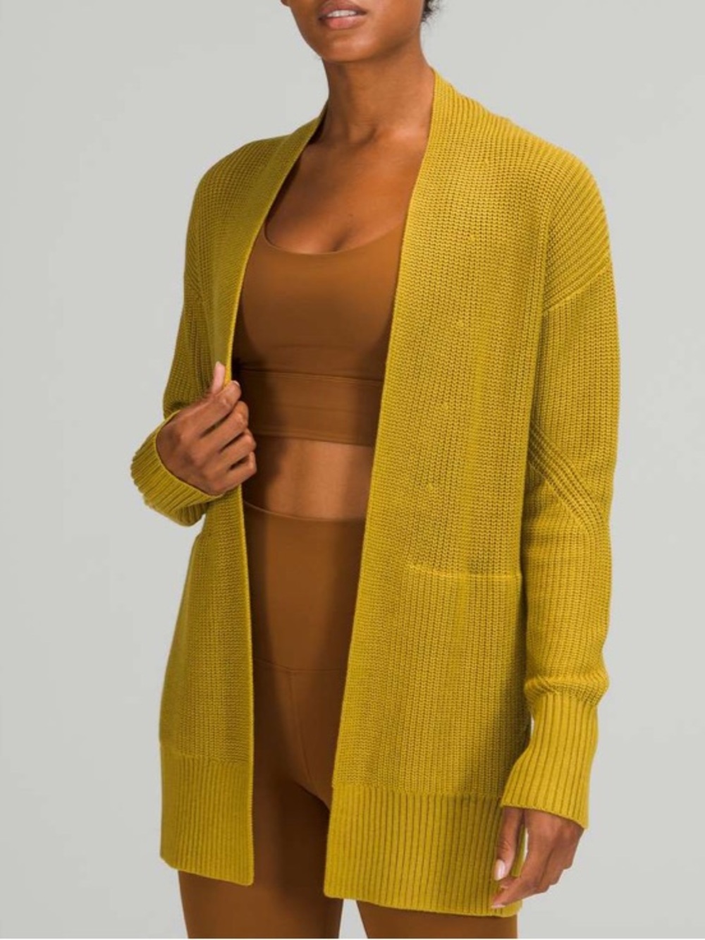 Lululemon Cashlu Sweater Knit Long Wrap Auric Gold Size M/L